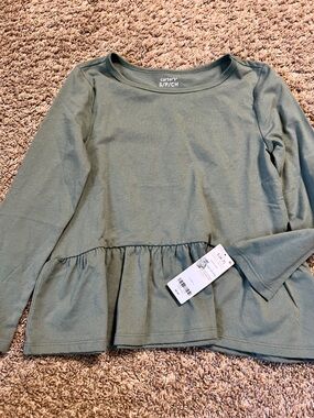 Carter's Sage Green Peplum Long Sleeve Top